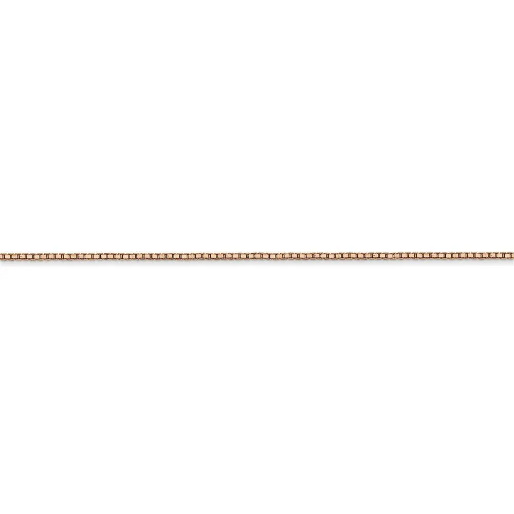 0.84mm, 14k Rose Gold, Box Chain Bracelet, 7 Inch