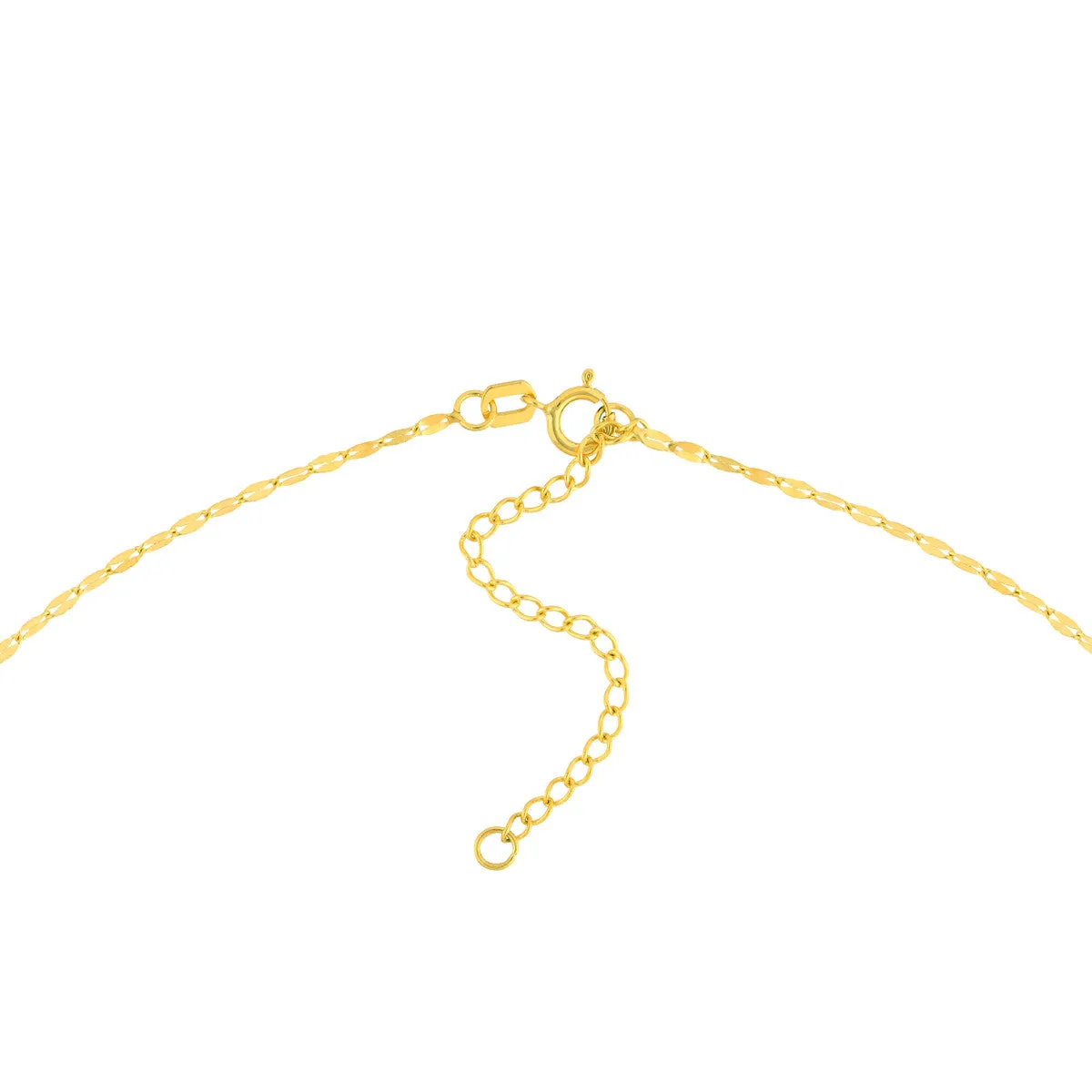 14K Yellow Gold 1.4mm Long Anchor Adjustable Anchor Chain Choker Necklace with Spring Ring, 15 Inches