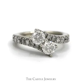 2cttw Ever Us Double Diamond Bypass Ring in 14k White Gold