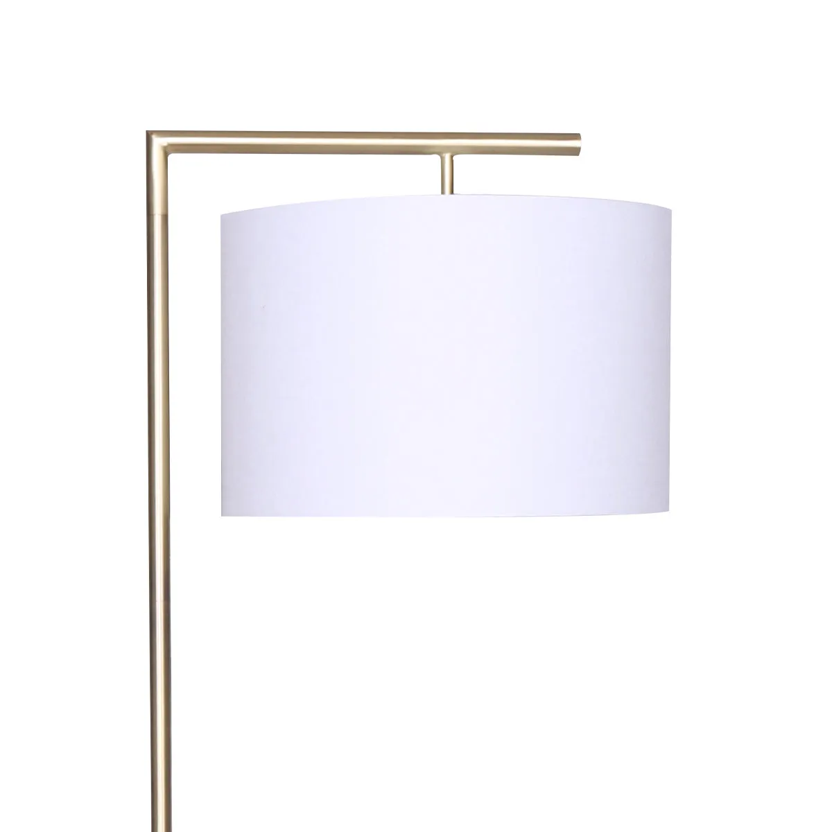 Brass Arc Floor Lamp with Drum Shade & Foot Switch