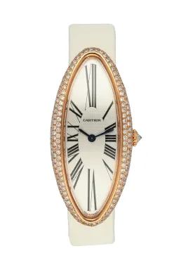 Cartier Baignoire Allongee 2515 Ladies Watch in Elegant Pink Gold with Shimmering Diamond Accents