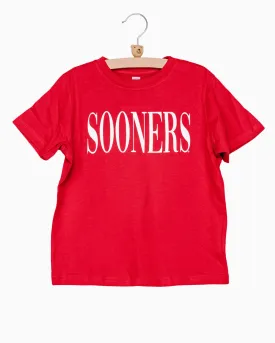 Children's Sooners Large Font Red Tee