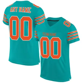 Custom Aqua Orange-White Mesh Authentic Football Jersey