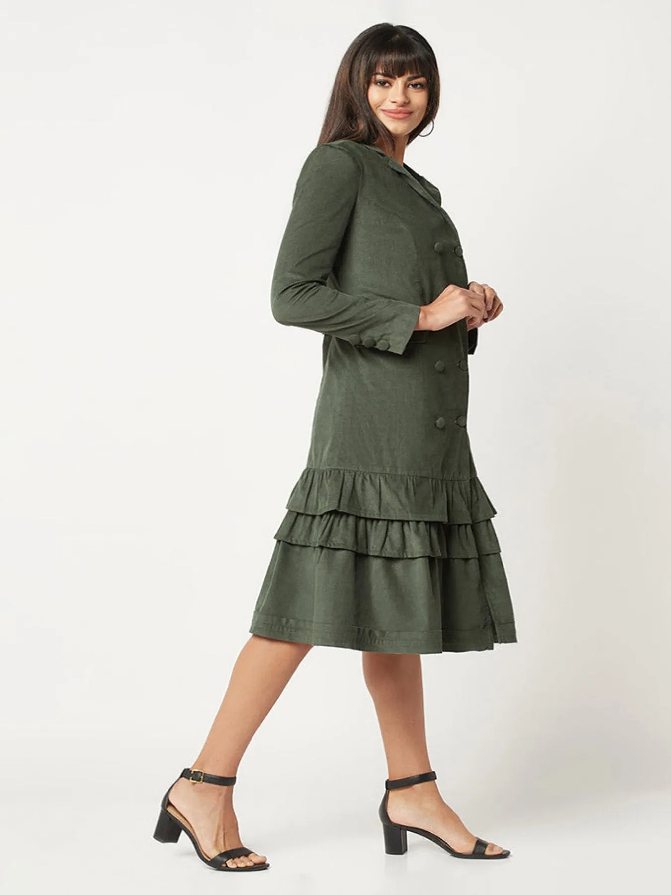 Deep Green Corduroy Dress