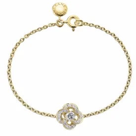 Entwined Petal Flower Bracelet - 18ct Yellow Gold & 0.10ct Diamond