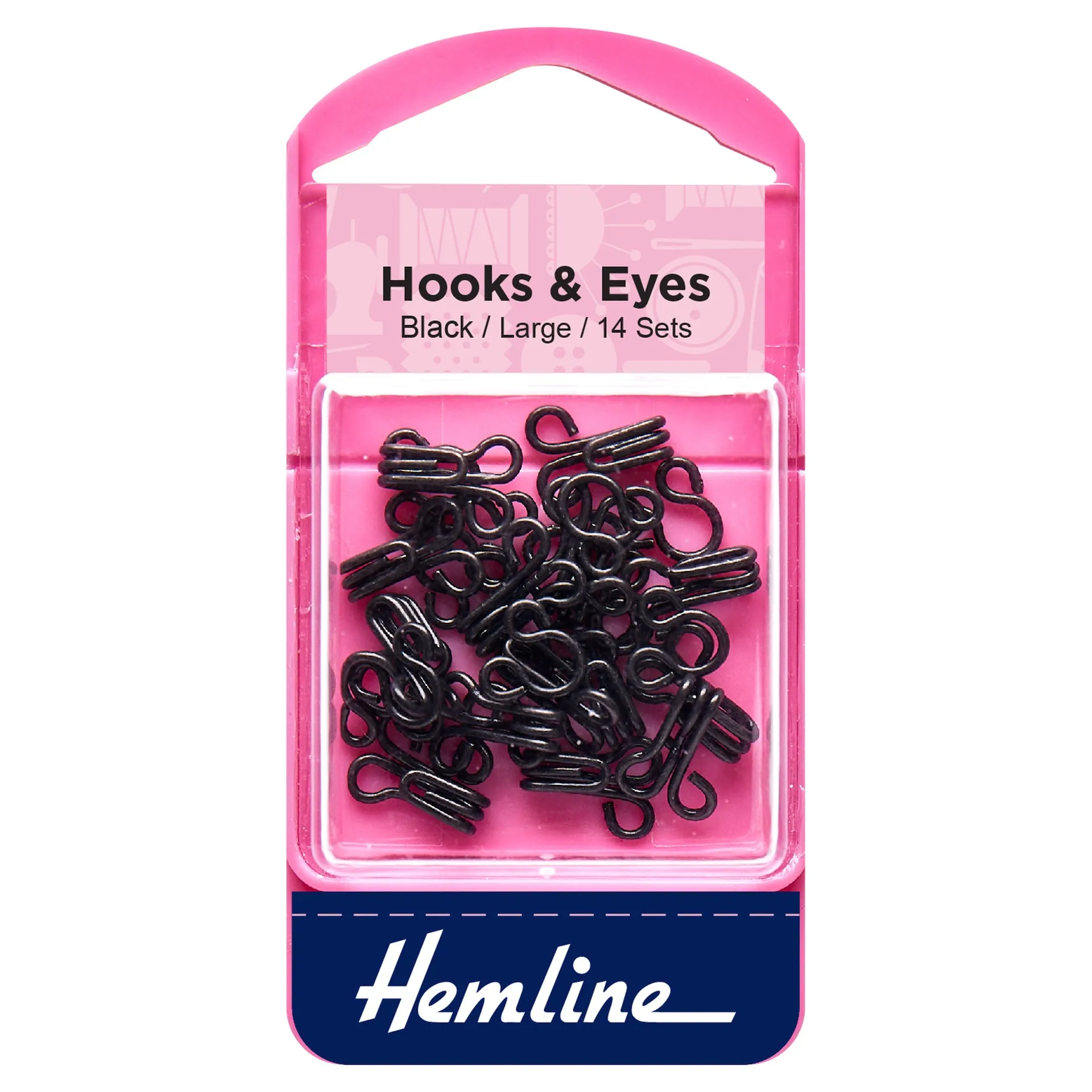 Hemline Hook and Eyes: Black: 14 Sets