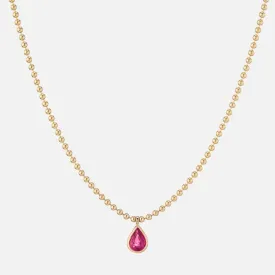 Pink Tourmaline Ball Chain Necklace