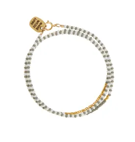 Triple Zebra Wrap Endito Bracelet - GRAY/WHITE/GOLD