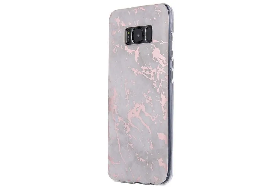 White & Rose Metallic Brushed Marble Samsung Case